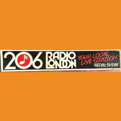 206 BBC Radio London "Your Local Live Station" sticker, 1980/81