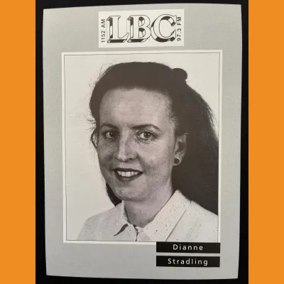 Diane Stradling LBC photocard, early 90s
