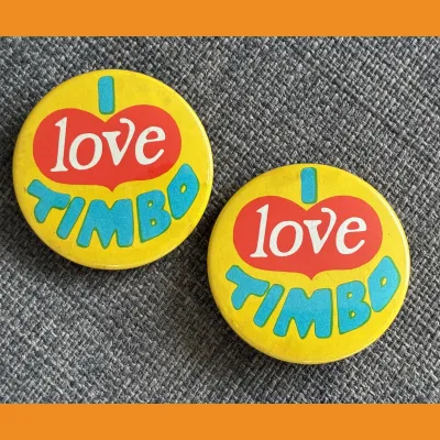 I Love Timbo Tim Lloyd Essex Radio badges, 1980s