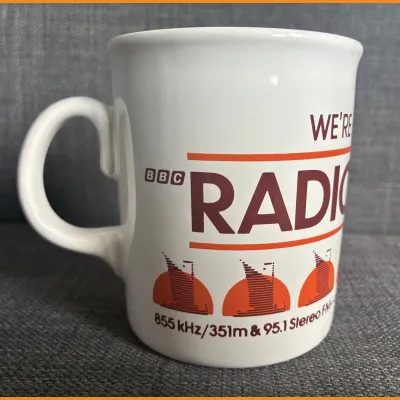 BBC Radio Norfolk “We’re all around you” mug, 1980s